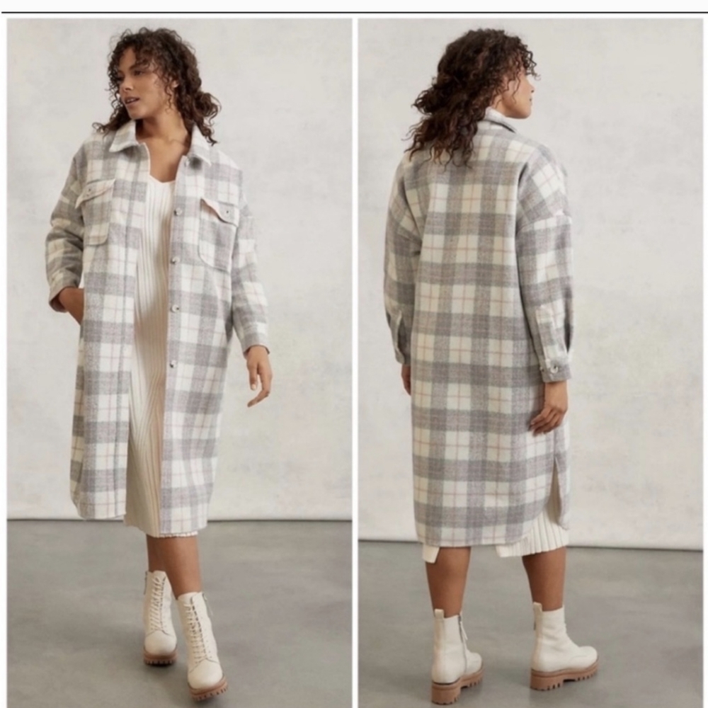 Anthropologie If By The Sea Plaid Shirt Jacket/Coat Sz Lg (Oversized)29p…